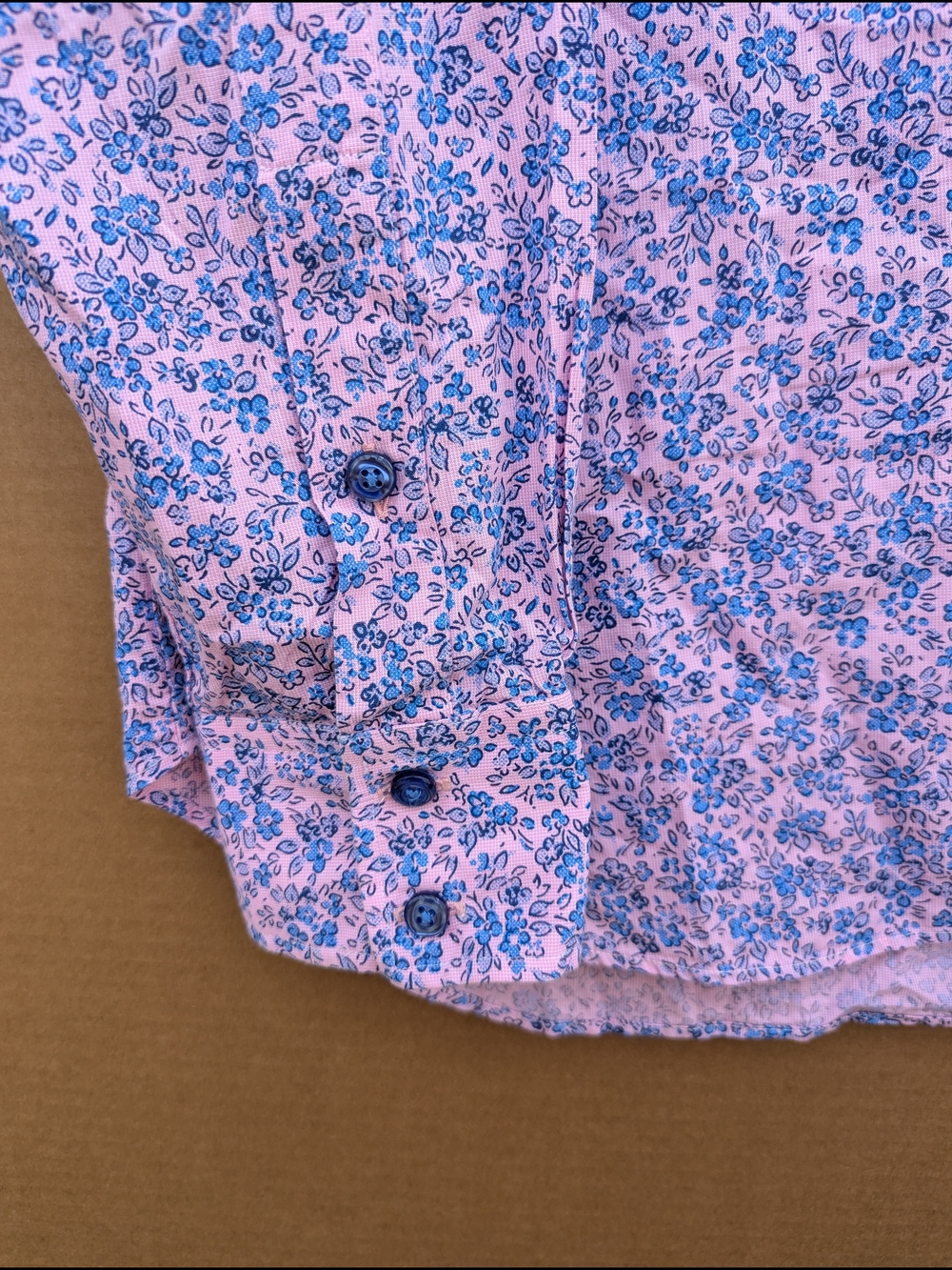 Mel Gambert Custom Pink Blue Floral Dress Shirt Mens Button Down Long Sleeve L - Picture 6 of 10